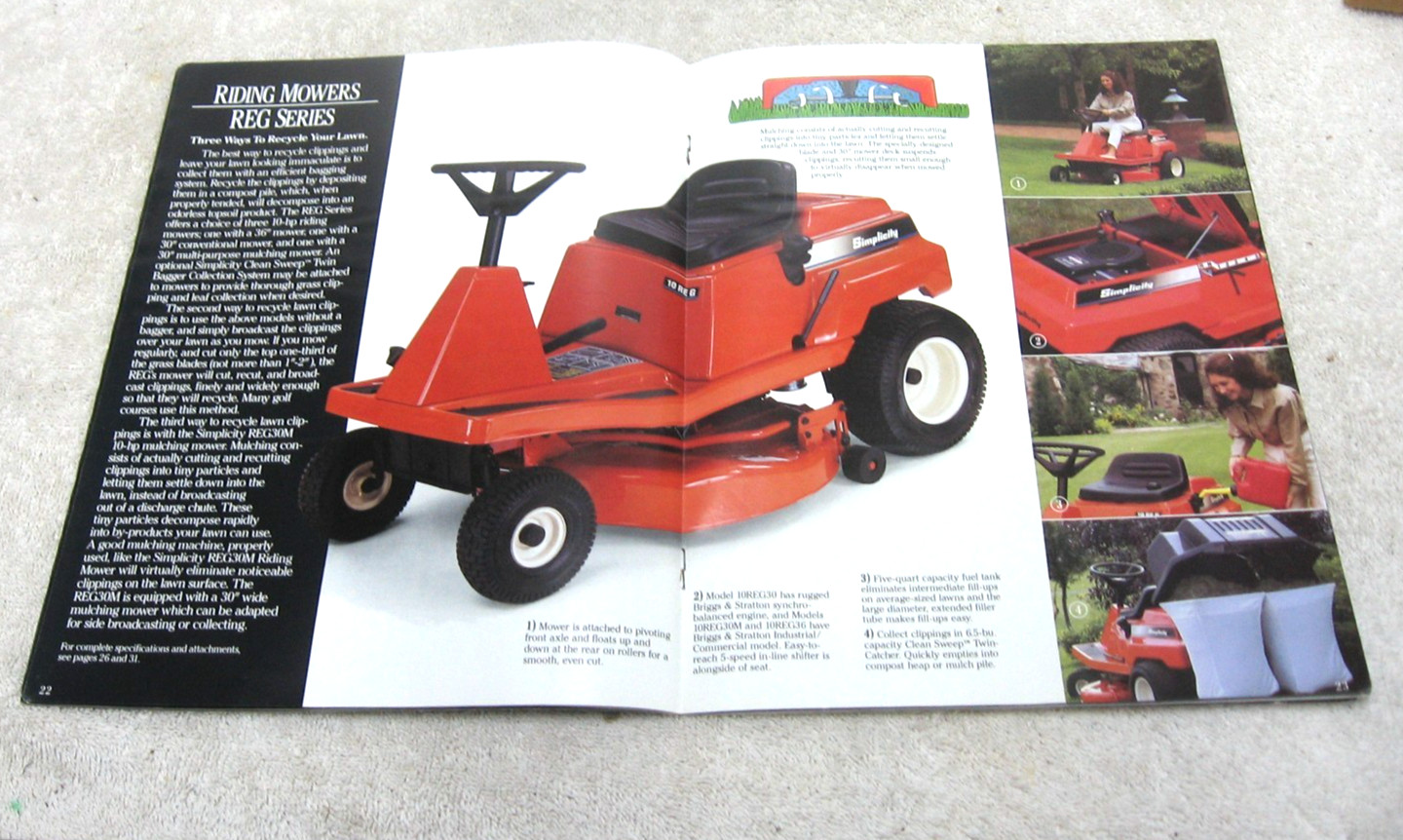VINTAGE 1990 SIMPLICITY LAWN & GARDEN TRACTOR BROCHURE LT GTH