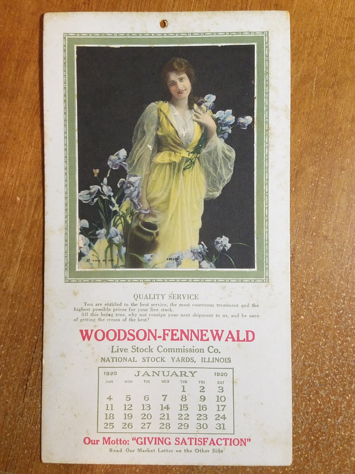 1920 Calendar, Woodson-Fennewald National Stock Yards, Illinois
