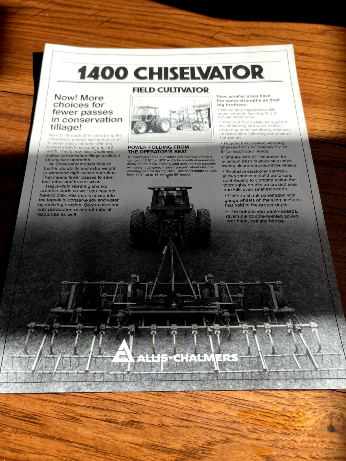 Allis Chalmers 1400 Chiselvator For 1982 Brochure FCCA
