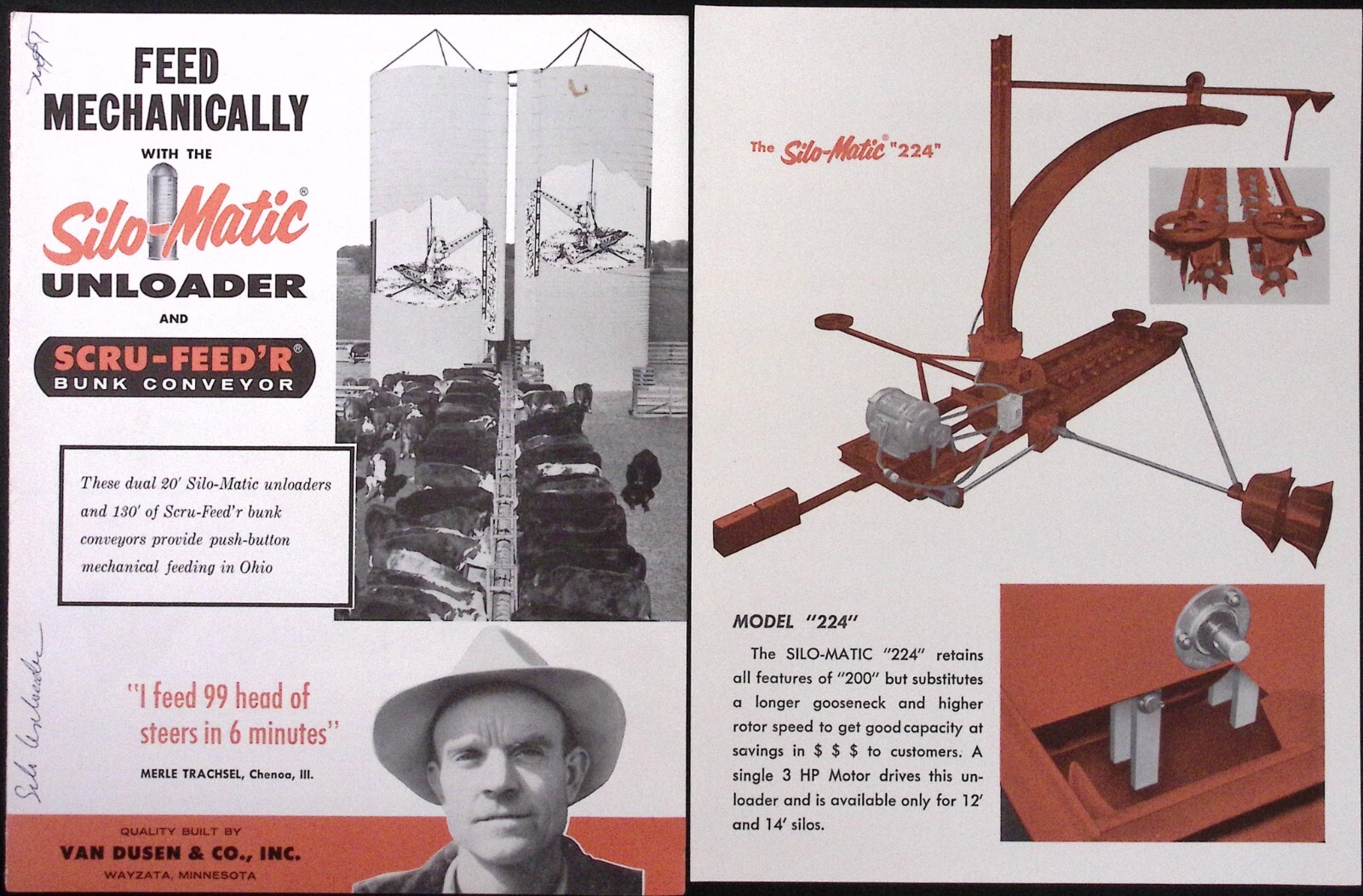 1950s Van Dusen & Co Silo Matic Unloader & Scru-Feed’r Bunk Conveyor Brochure