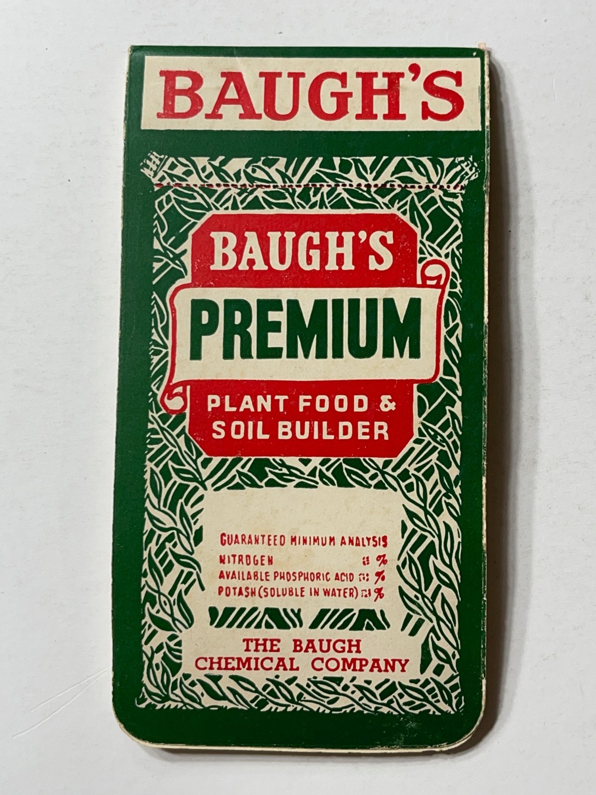 Vintage Original – Baugh’s Premium Plant Food & Soil Builder Notepad AD Booklet