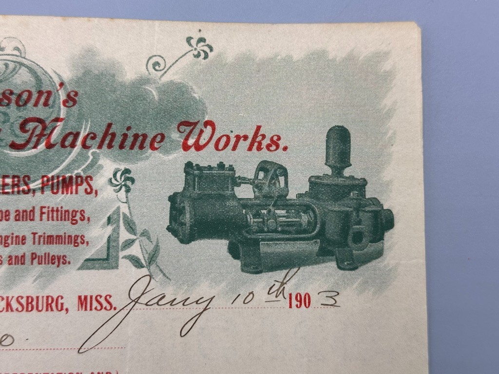 1903 Robinson’s COTTON GIN Machine ENGINES Bill FARM Advertising VICKSBURG MS