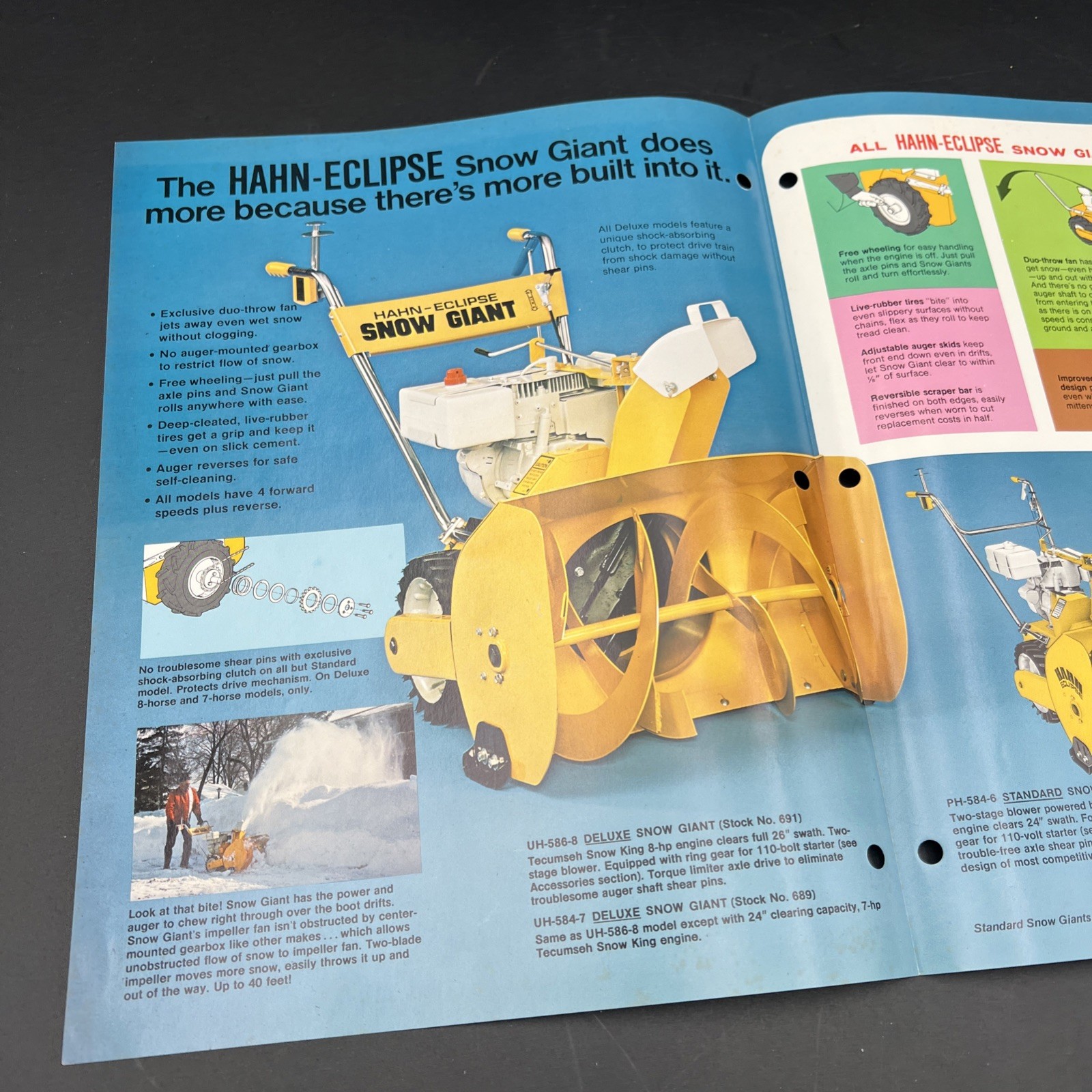Vtg Original Hahn Eclipse Snow Giant Walk-Behind Snow Thrower Brochure