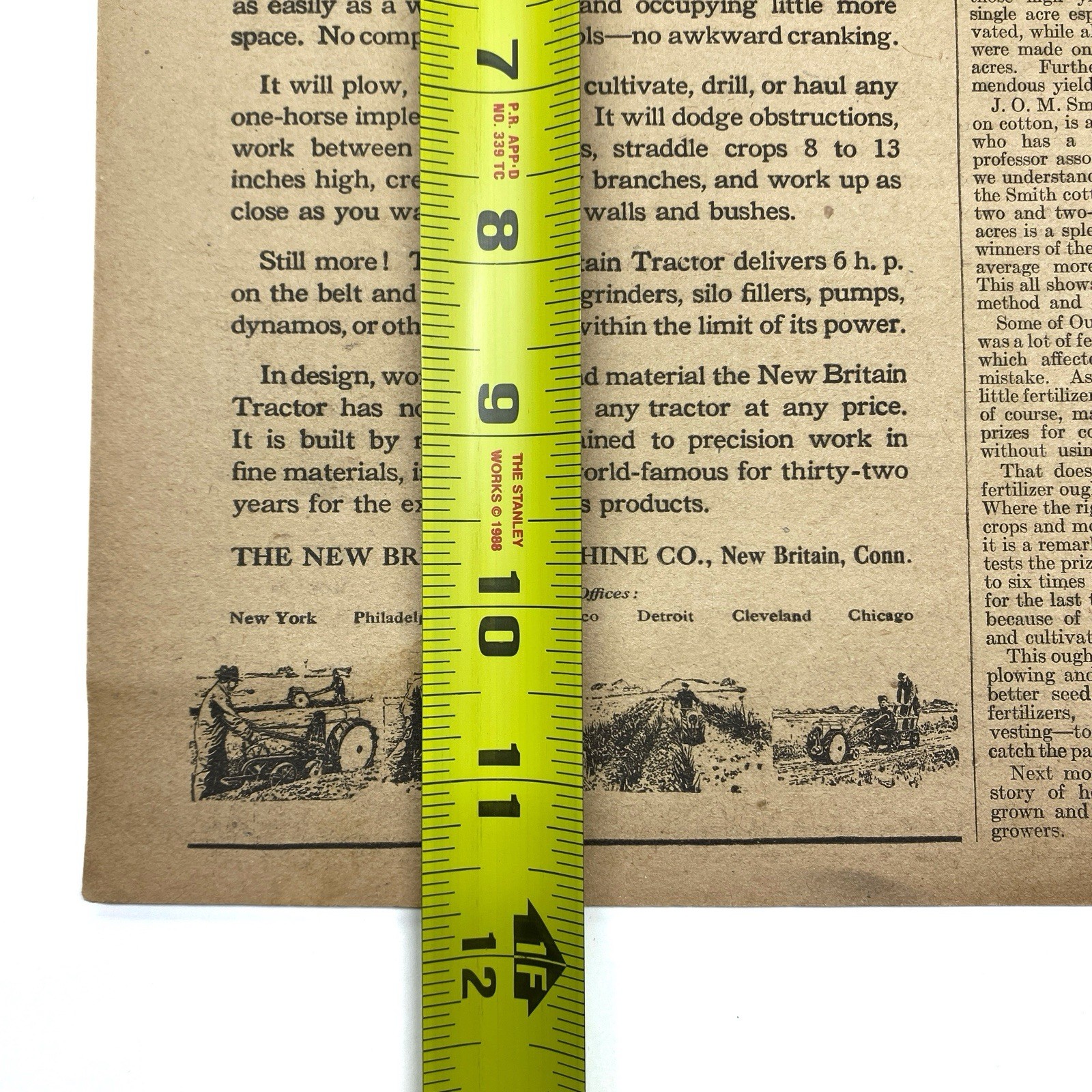 1920 The New Britain Farm Tractor Print Ad Compact Plow Farming Britain CT