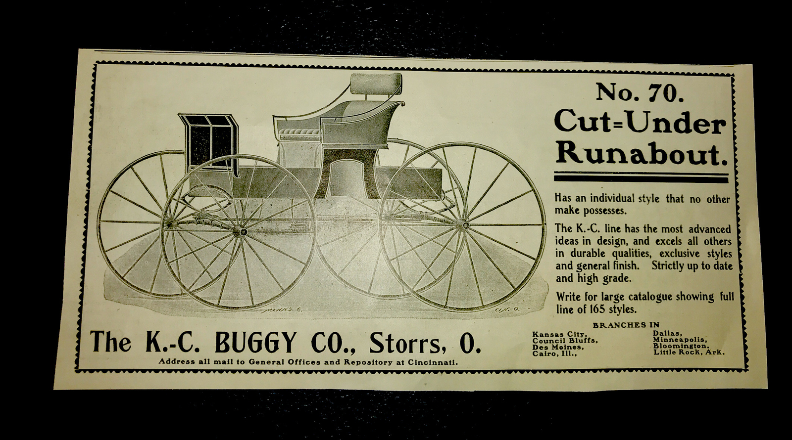 1903 The K.-C. Buggy Co. Farm Advertising – Storrs – Ohio – Cincinnati