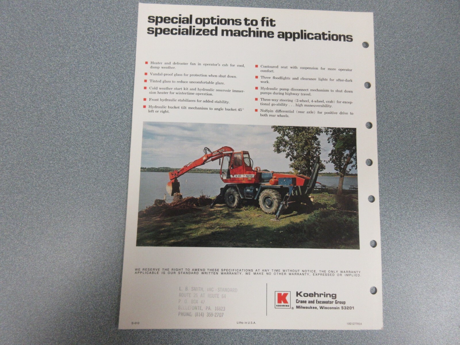 Koehring Bantam S-155 Sales Brochure 6 Page