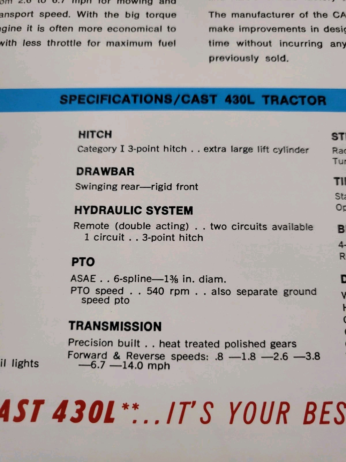 Vintage 1960’s CAST 430L RECO 4WD TRACTOR BROCHURE Slanzi Diesel Engine L-Z Co.