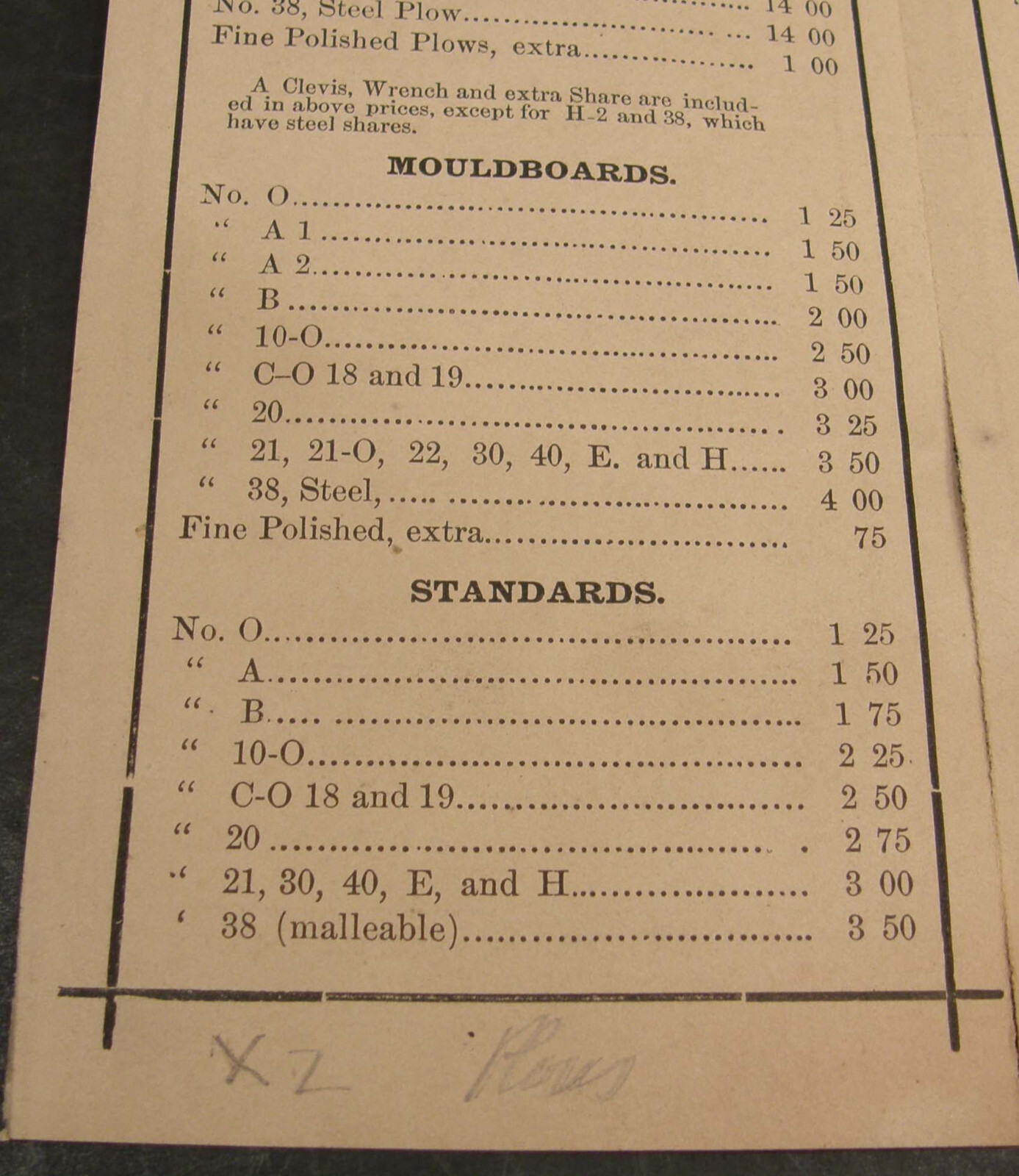 ANTIQUE 1883 PRICE LIST OLIVER AGRICULTURAL PLOW WORKS SOUTH BEND INDIANA