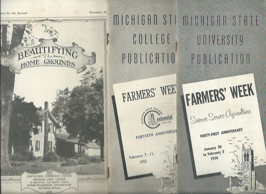 1933 book Michigan State College “Beautifying Home Grounds” + 2 MSU Farmers Week