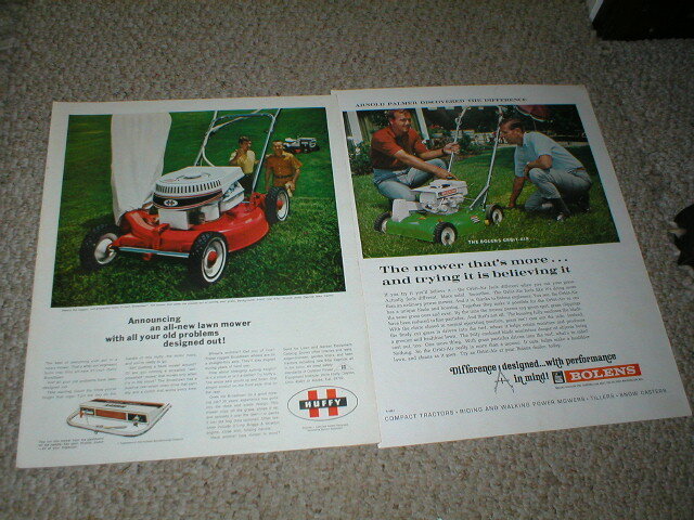 Vintage Bolens & Huffy Lawn Mower Ads: Lot of 2 Push mowers 21″