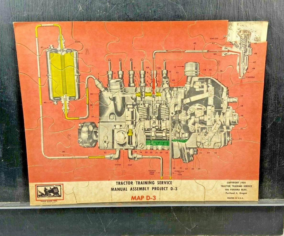 Vintage 1954 Tractor Training Service Project Jigsaw Puzzle 11″ x 8.5″ Map D-3
