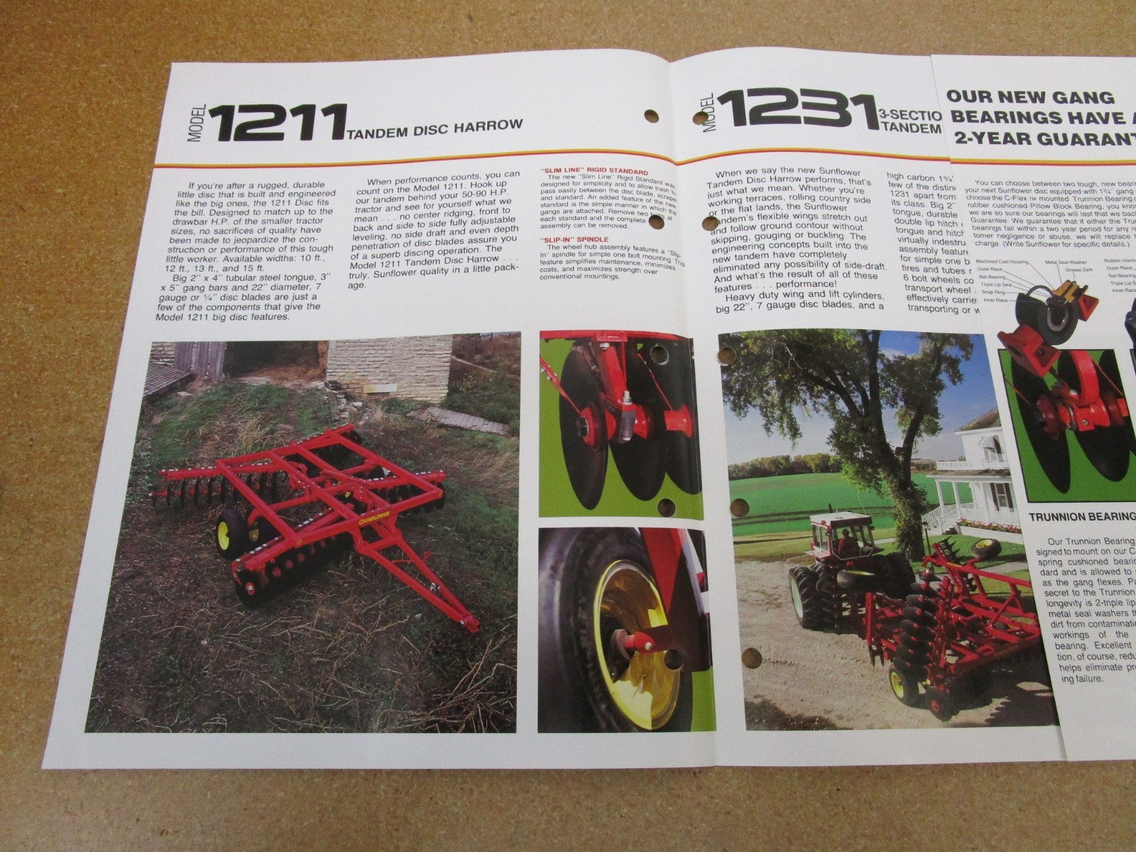 1980’s Sunflower Disc Harrow 1211 disk tillage sales brochure 6pg ORIGINAL farm