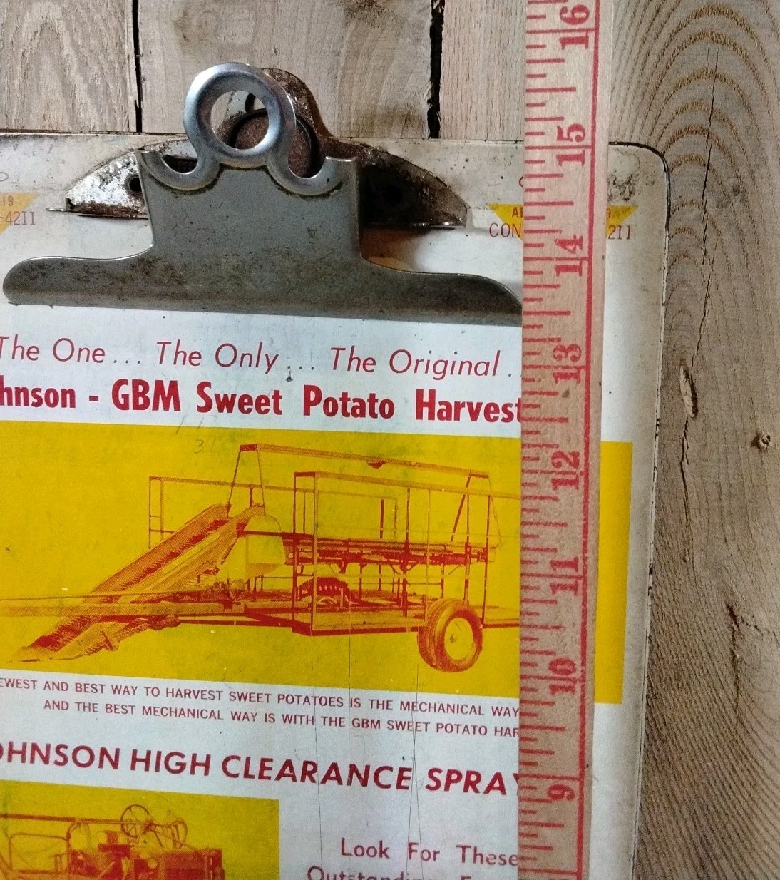 Vintage Johnson Manufacturing Farm Equipment Clipboard 9″X15″