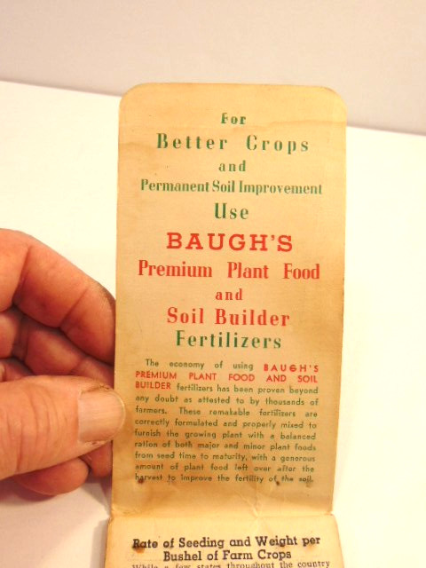 old Baugh’s Premium Plant Food & Soil Builder Fertilizer advertising notebook