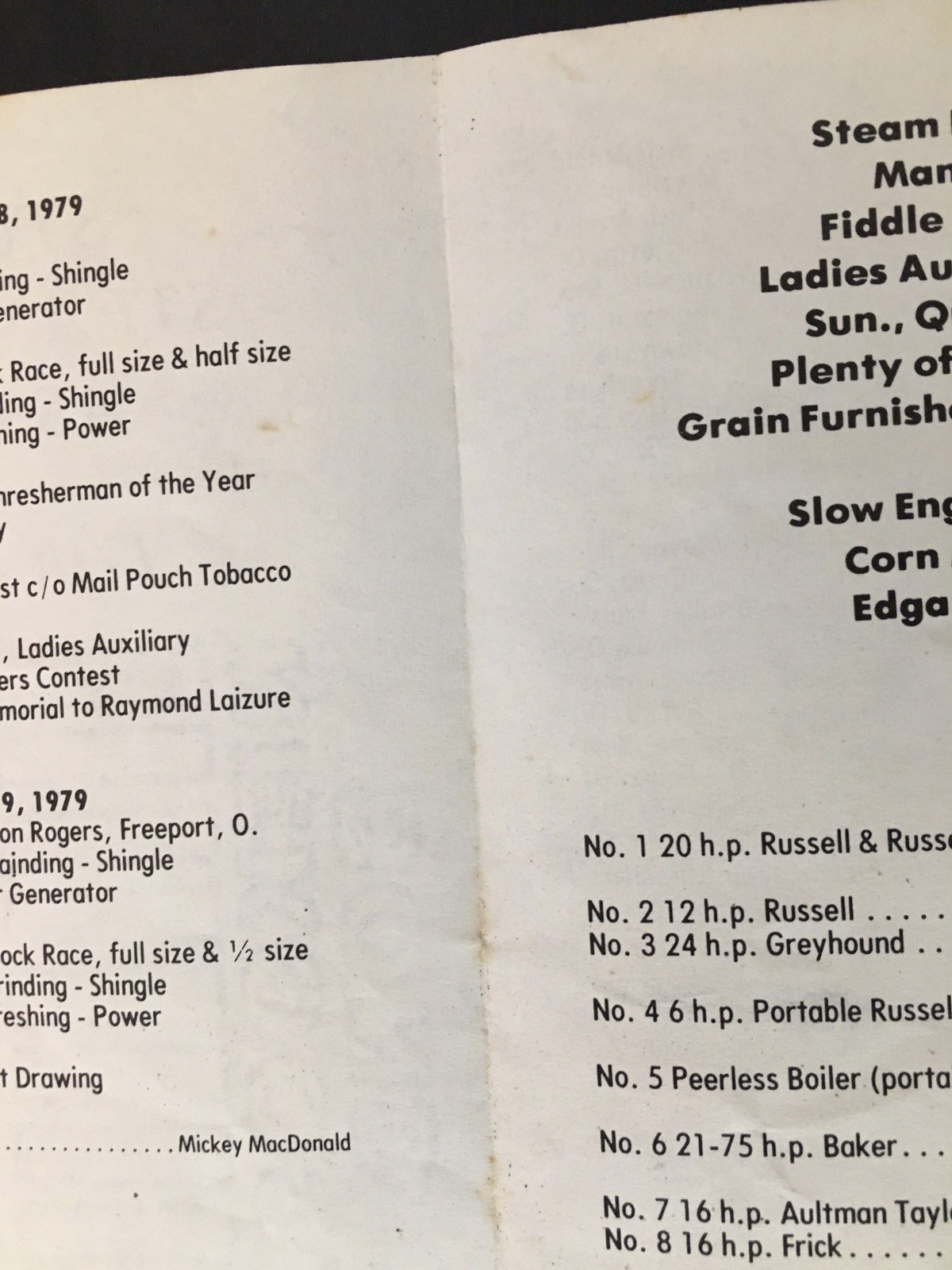 Stumptown Steam Threshers Association Annual Show Program 1979 Ohio Tractors