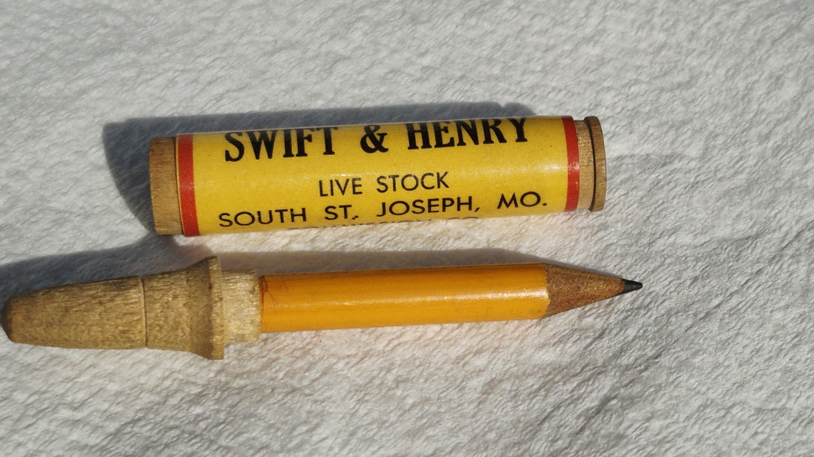 “SWIFT & HENRY Live Stock South St. Joseph Mo. Commission Co.”WOOD Bullet Pencil
