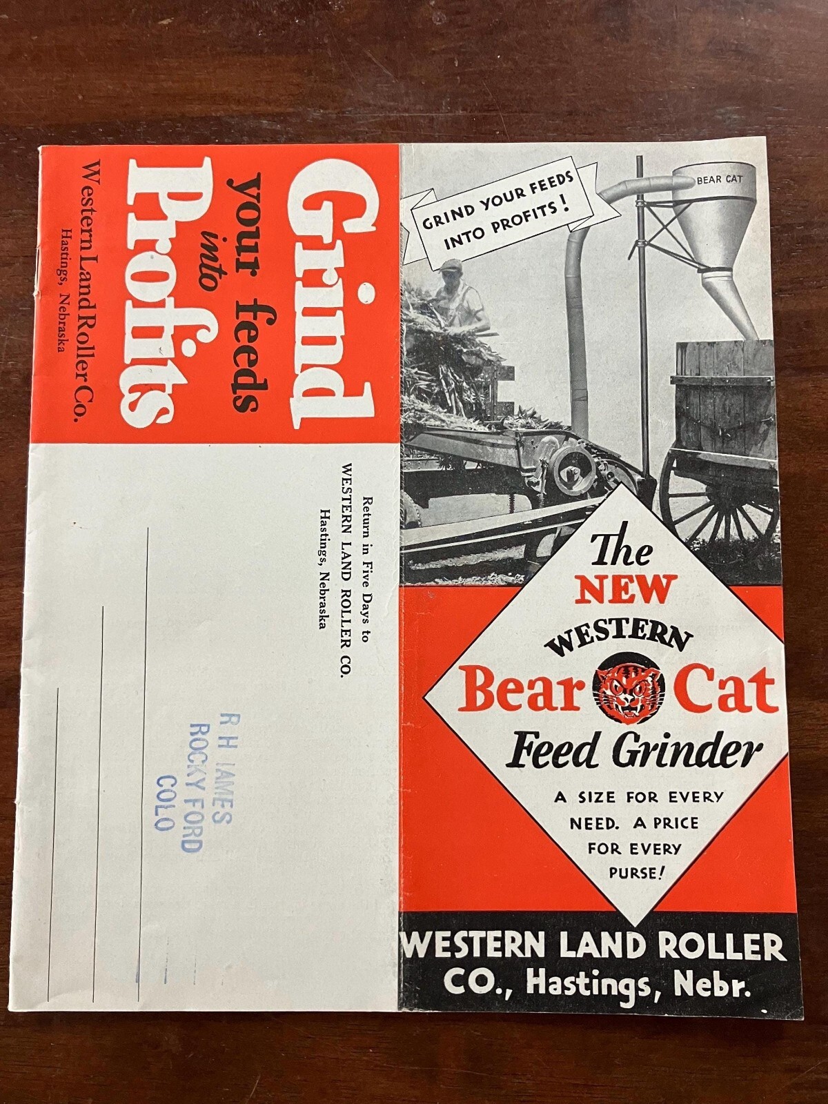 1920’s Western Bear Cat Feed Grinder Brochure & Letterhead Farming Advertisement