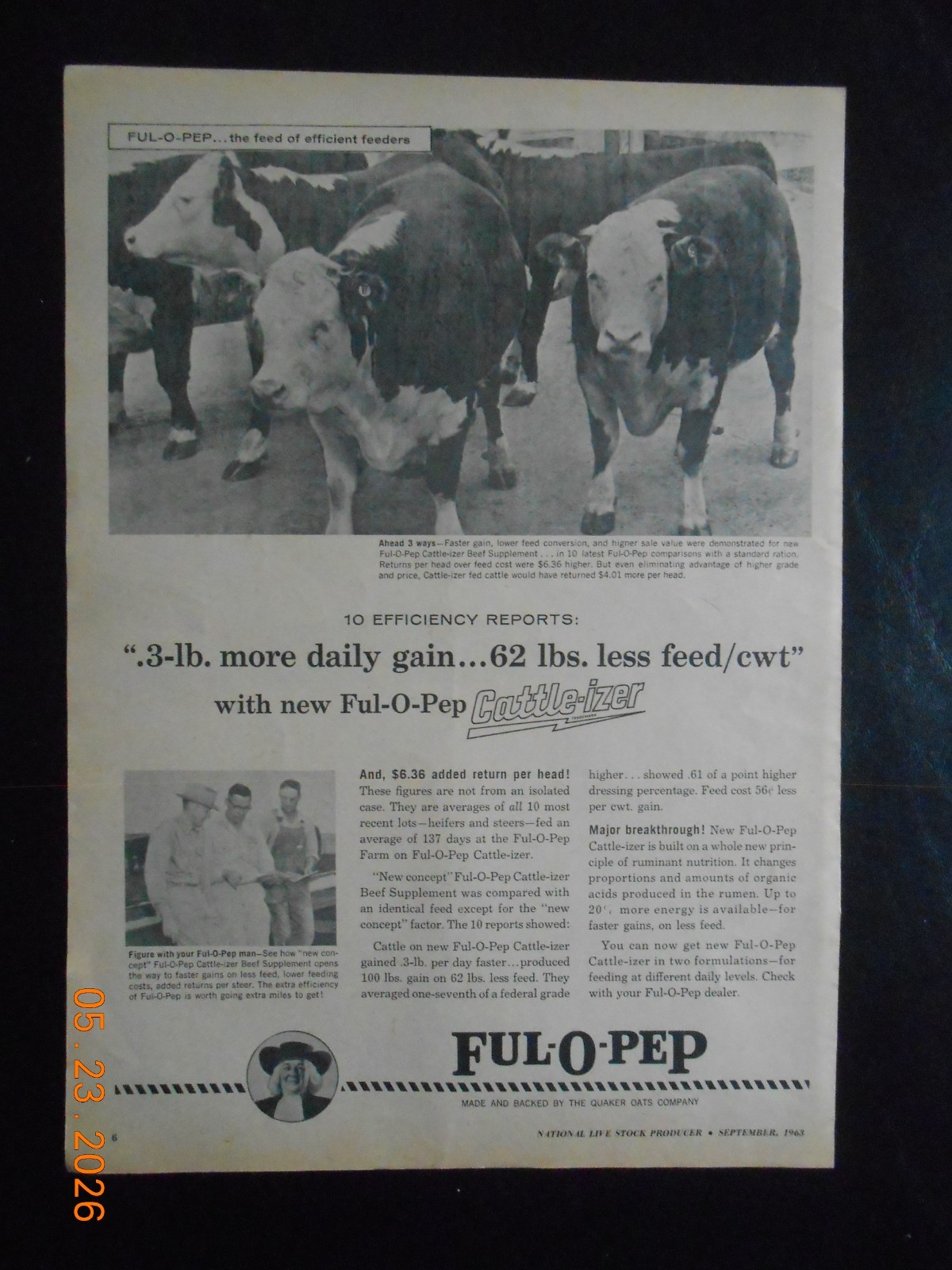 1963 JD John Deere 46 Loader Spreader AD Ful-O-Pep Cattle Feeder Uaker Oats CO