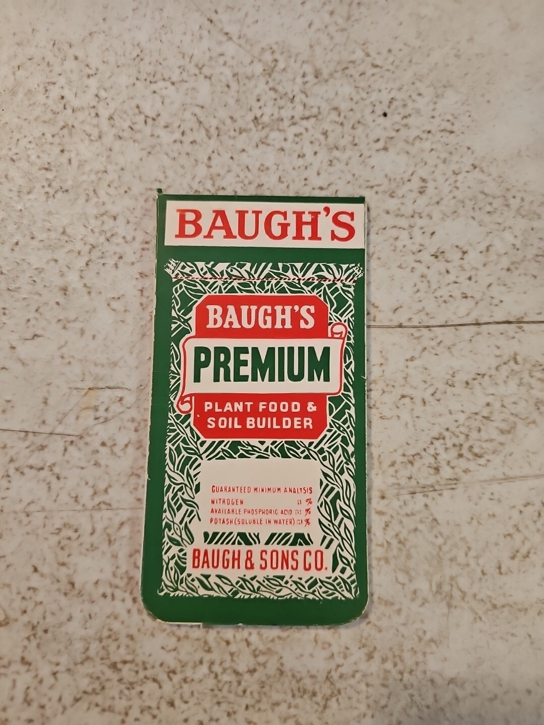 Vintage Baugh’s Premium Plant Food & Soil Builder Unused Pocket Note Pad