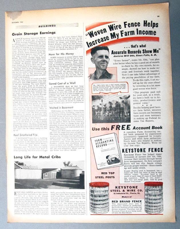 Original 1941 Farm Fence Ad Photo Endorsed Will Ode of Sioux Falls South Dakota