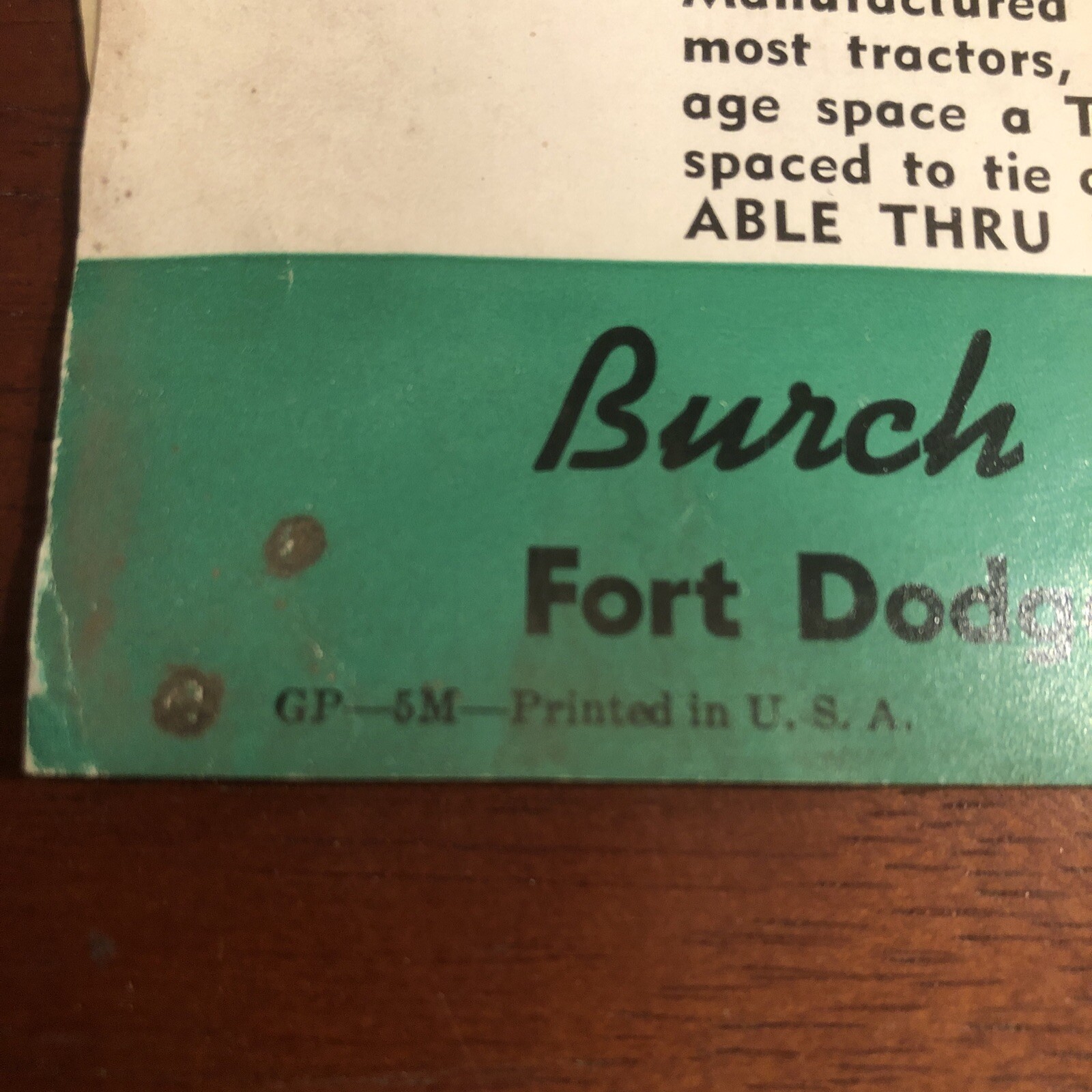 1950s BURCH TRACTOR-TARP Brochure / WEATHER-TITE Tarpaulins Price List ~ VTG