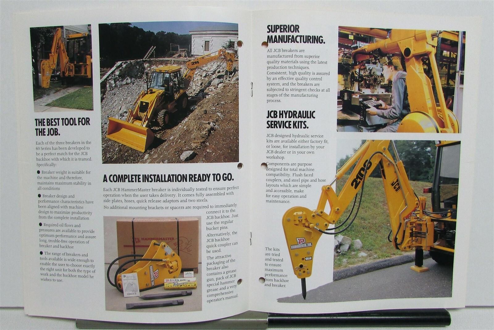 1994 JCB 60 Series Hammermaster Breakers Specs Construction Sales Brochure