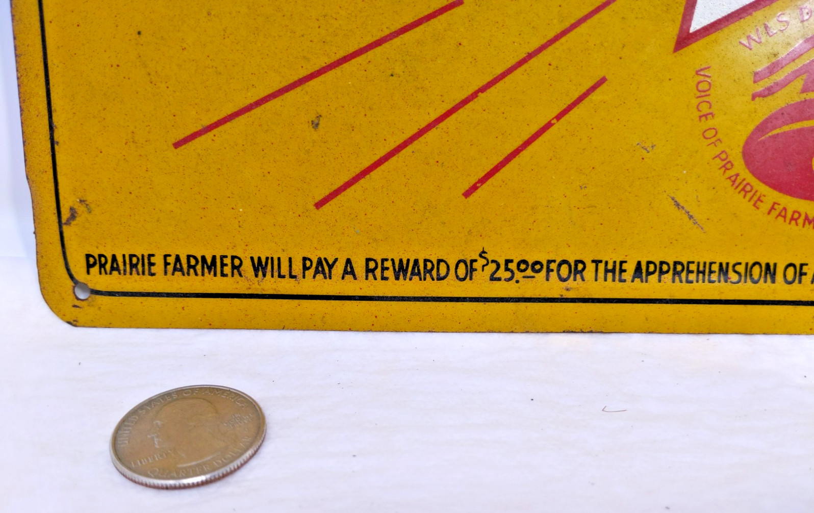 Vtg No Trespassing Sign PRAIRIE FARMER Protective Union WES Dinner Bell