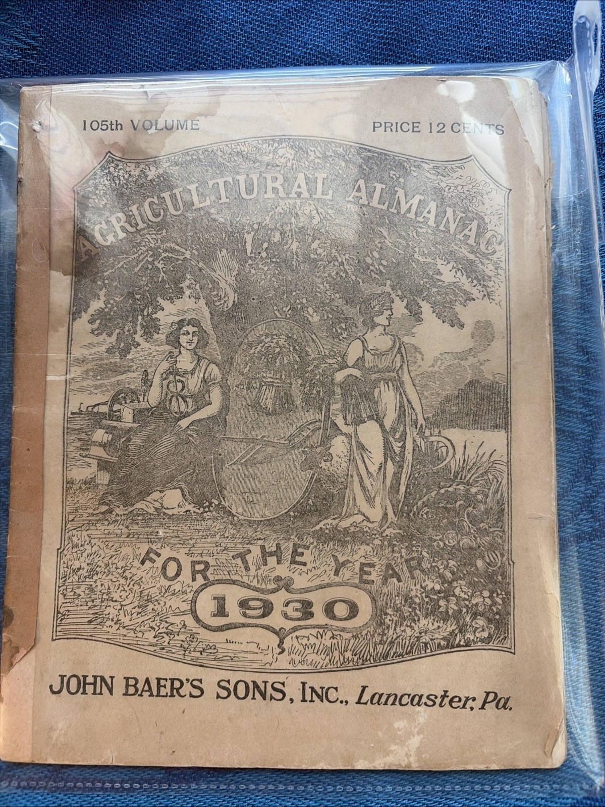 Vintage 1930 John Baer’s Sons Agricultural Almanac Lancaster Pa Farmers Almanac