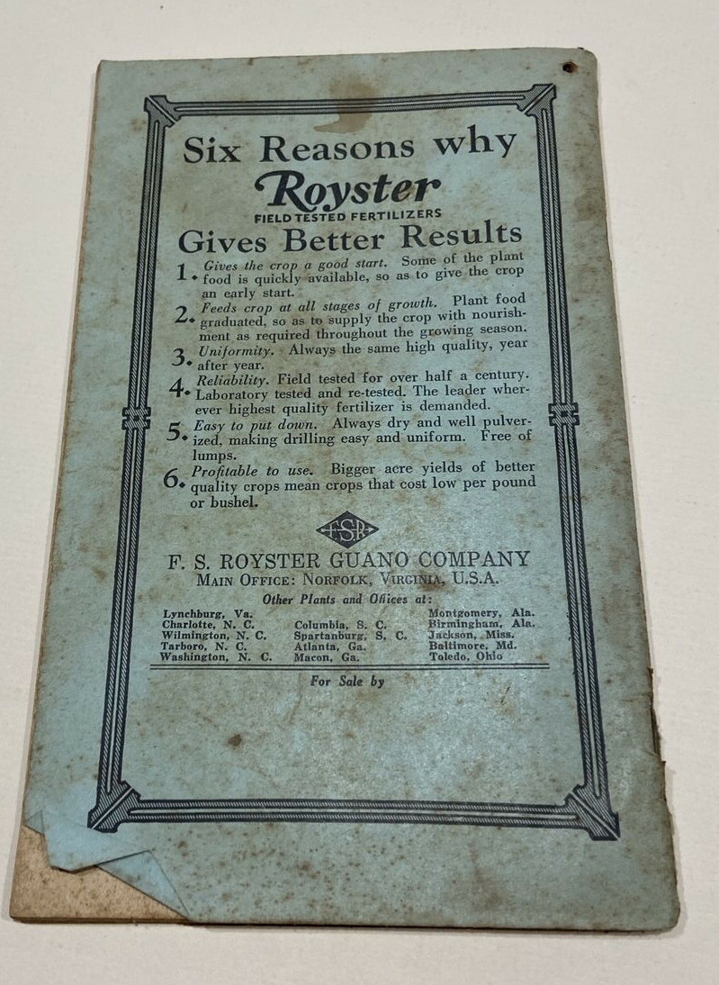 Vintage F.S Royster 1937, 1939 Almanacs Royster’s