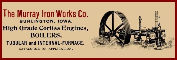 1899 Murray Iron Works Corliss Engines, Burlington Iowa NEW Metal Sign: 6×18″