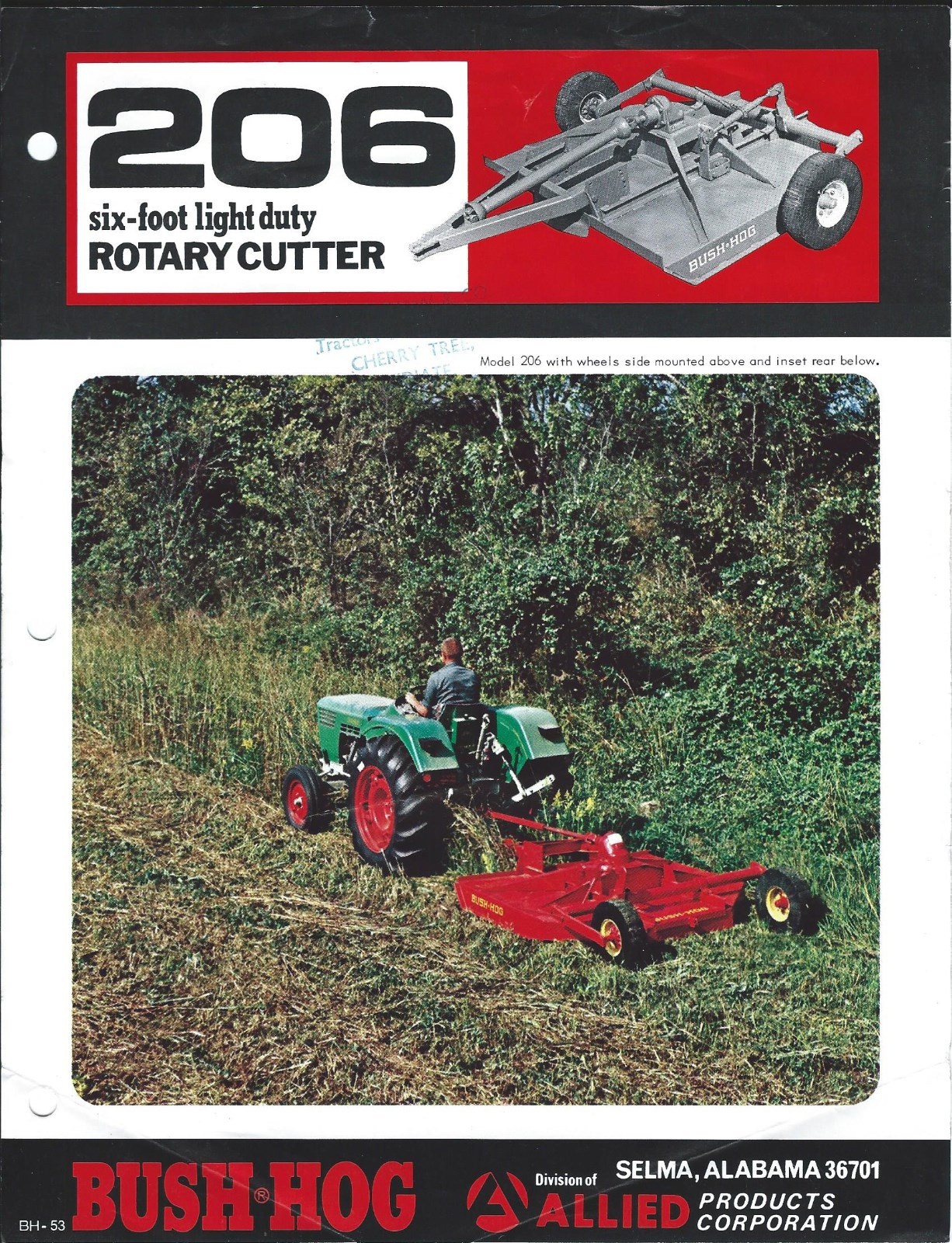 Farm Equipment Brochure – Bush Hog – 206 – Rotary Cutter – c1970’s (F5126)