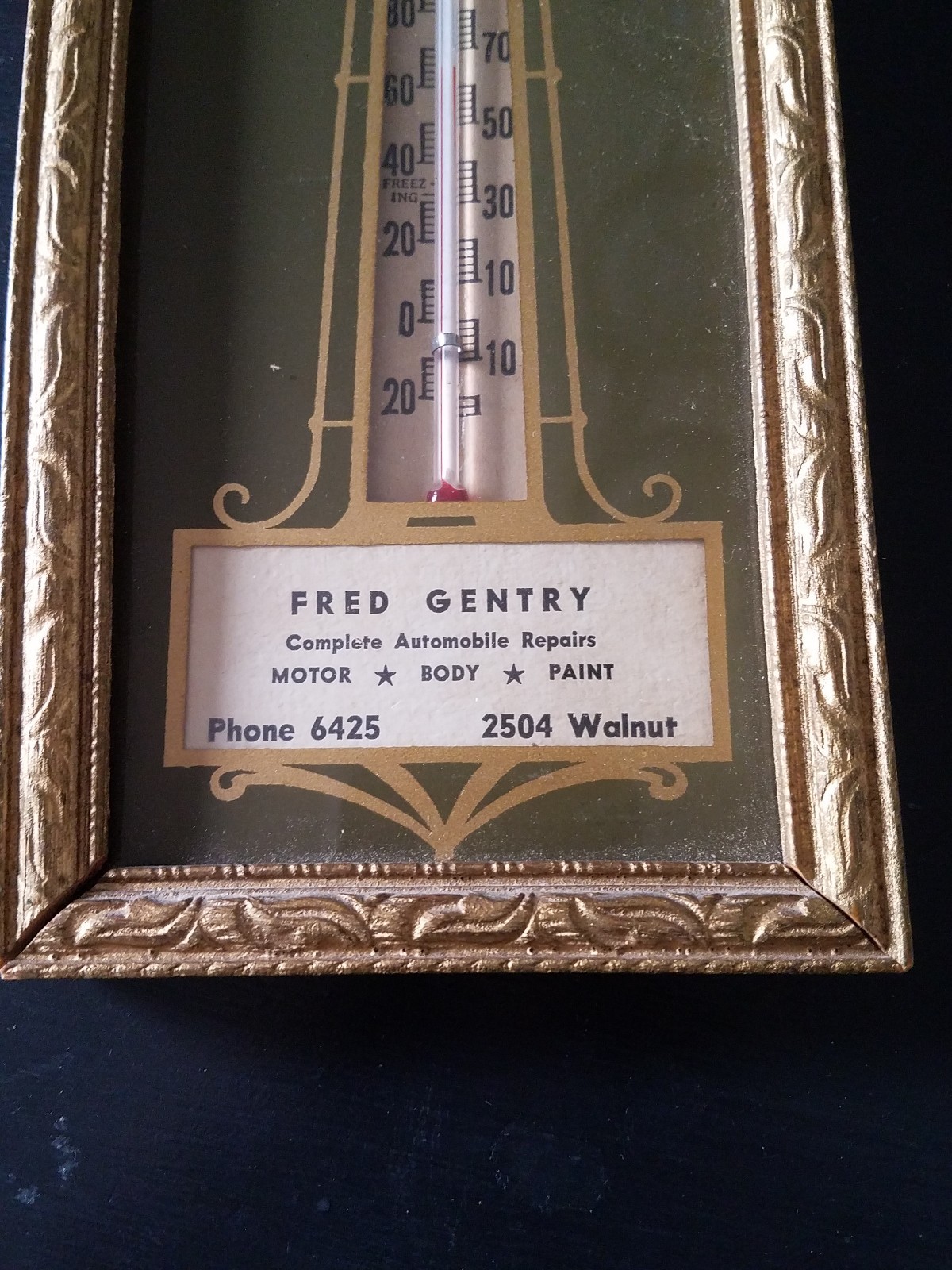 Vintage 1950’s Thermometer Fred Gentry Complete Auto Repair Texas TX Rare Works!