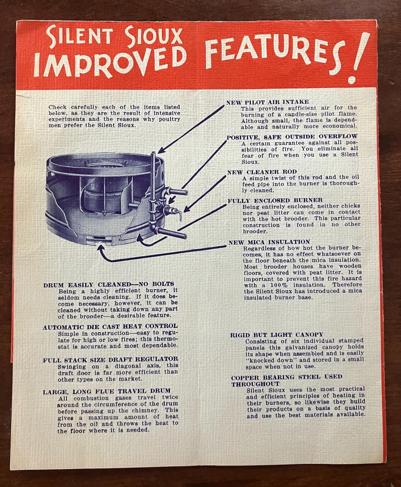 1930’s Silent Sioux Oil Brooder Fold Out Advertising Brochure Frantz Poultry Far