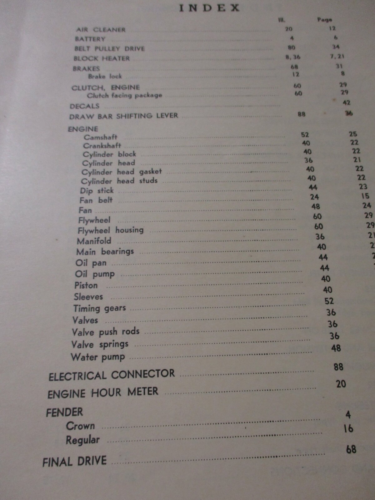 Cockshutt “Golden Eagle” Diesel Tractor Parts List 1957