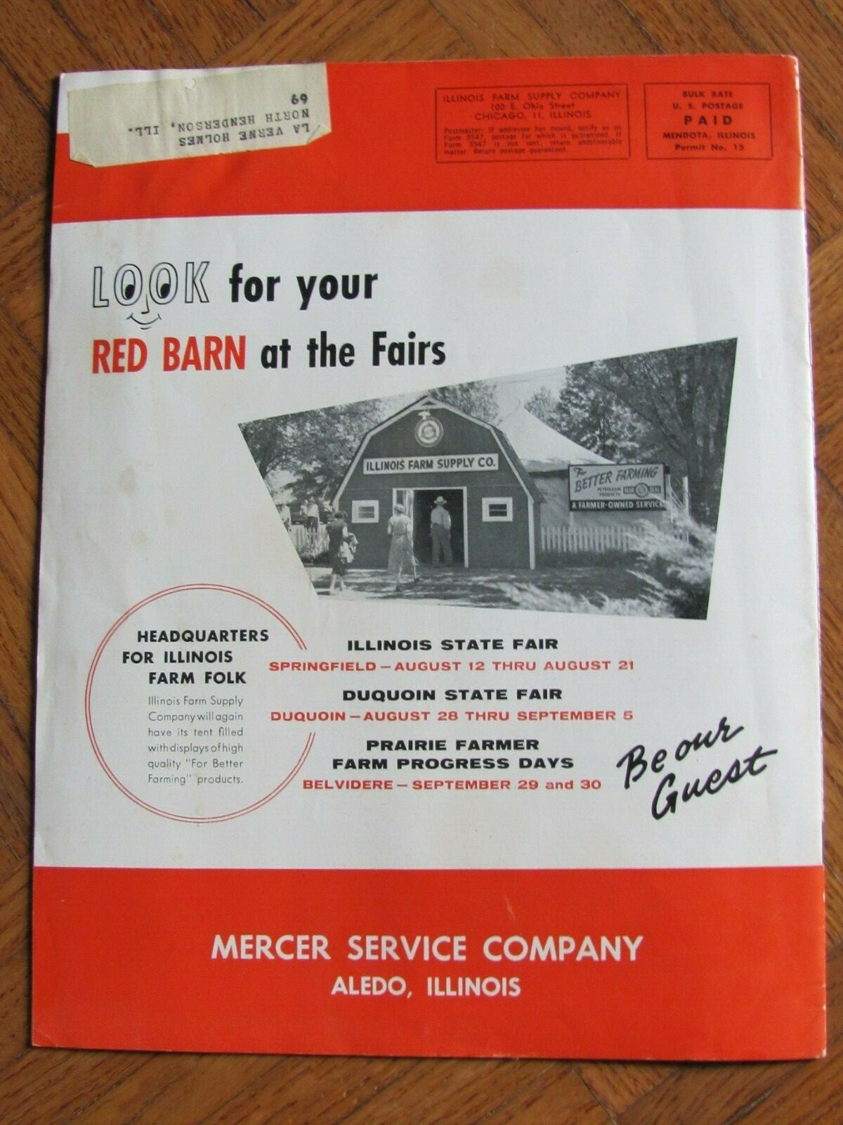 1955 MAGAZINE MERCER SERVICE CO ALEDO ILLINOIS FARM BUREAU