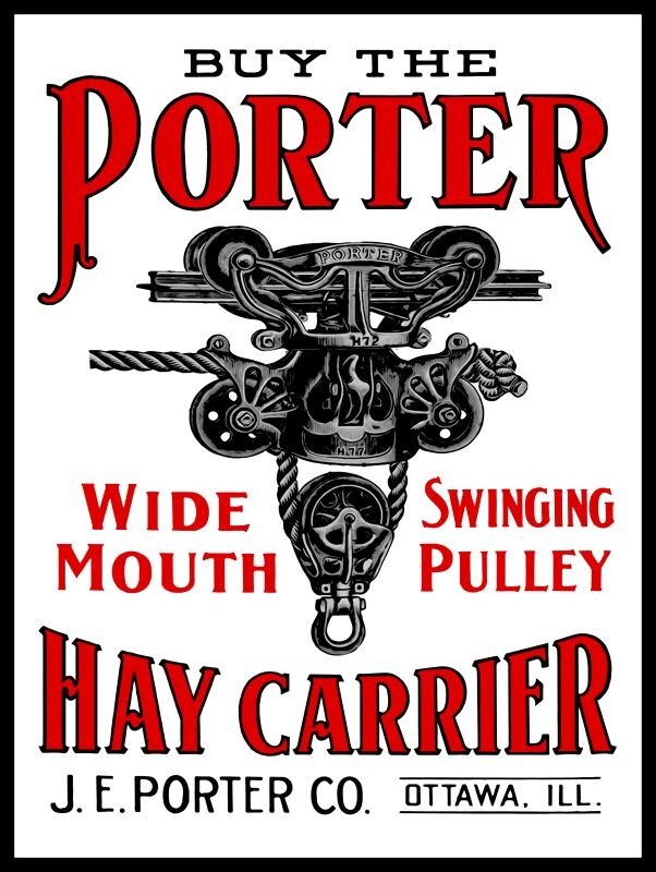 Porter Hay Carriers of Ottawa, Illinois NEW METAL SIGN: 12×16″ Ships Free
