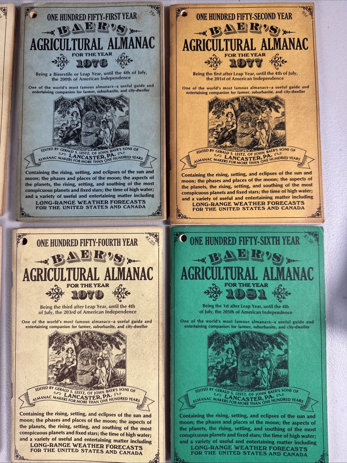 VINTAGE FARMERS & AGRICULTURAL ALMANACS BAER’S LANCASTER PA 1969-1979 81-86 1989