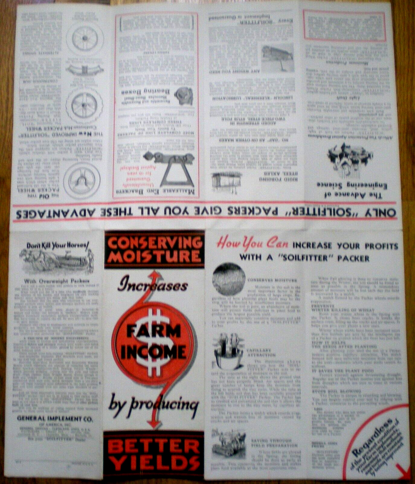 c1937 FARM IMPLEMENTS Broadside/Brochure ~ “Soilfitter” Packers