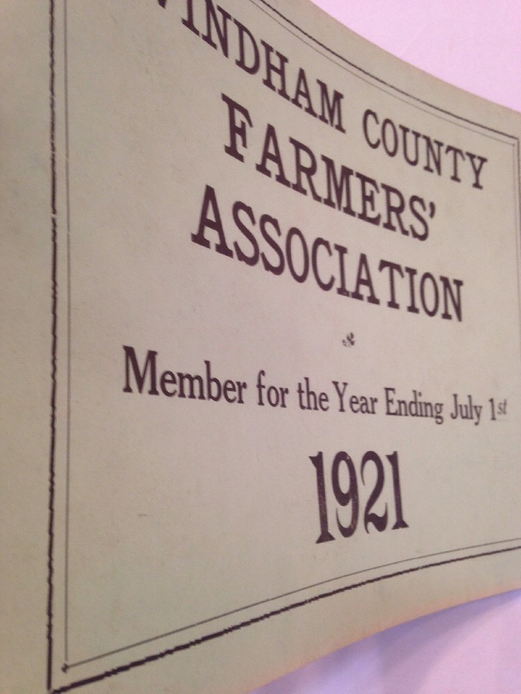 Windham County Farmers Association 1921 Members Placard Sign CT