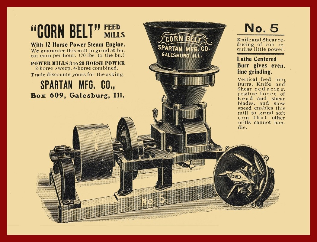 1905 Spartan Feed Mill of Galesburg, Illinois NEW METAL SIGN: 12 x 16″