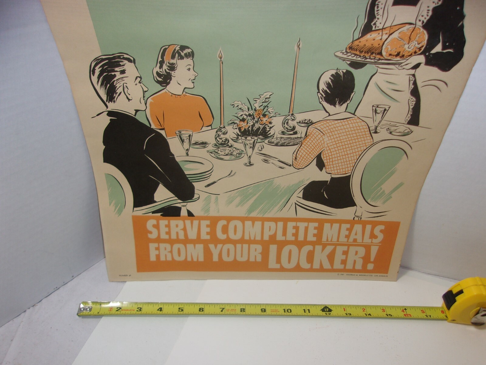 Meat Locker Butcher Shop Advertising Farm Cattle Beef 1950’s Vintage Sign Poster