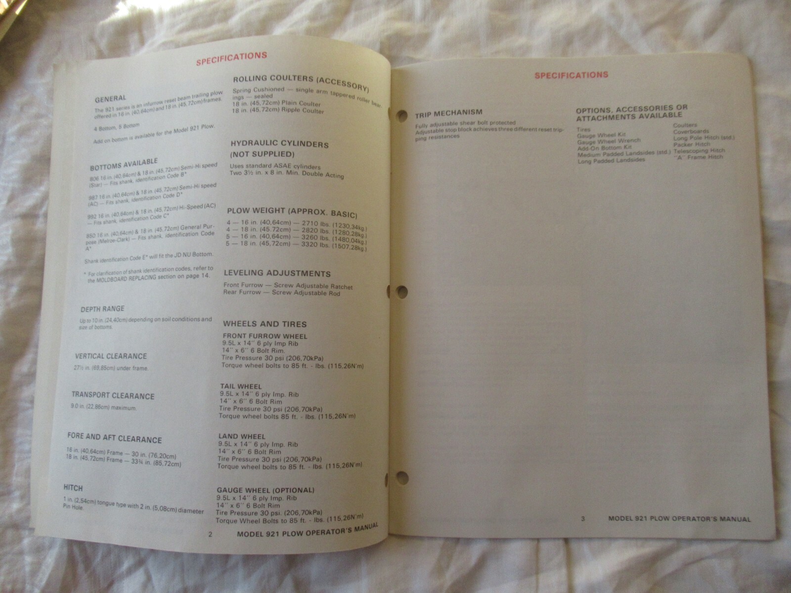 Clark Melroe model 921 plow operator’s manual
