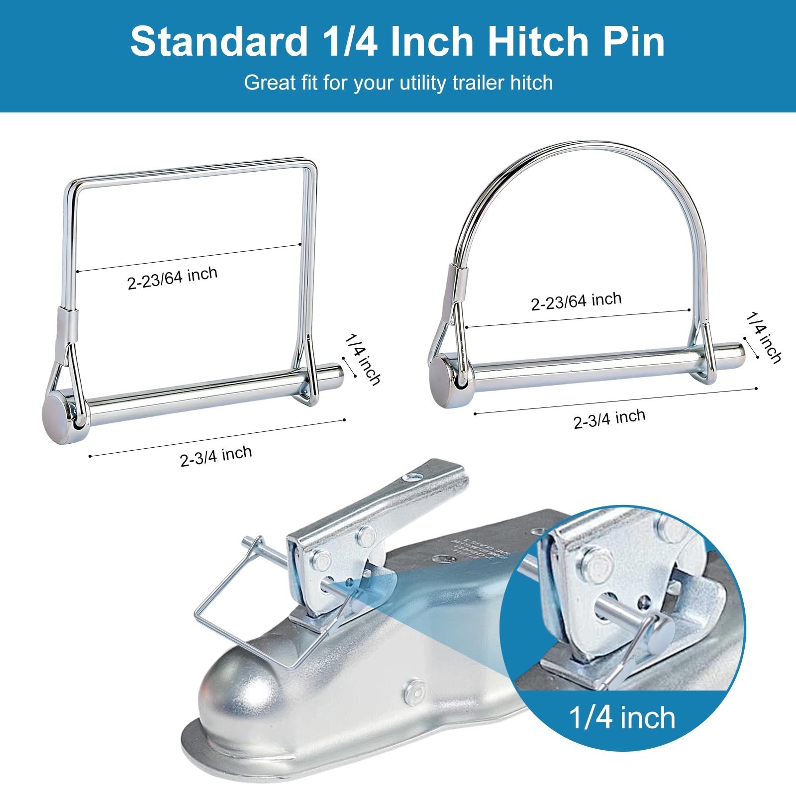Aurdeayi 8PC Trailer Hitch 2-3/4″ x 1/4″ (L x W), Pin Silver