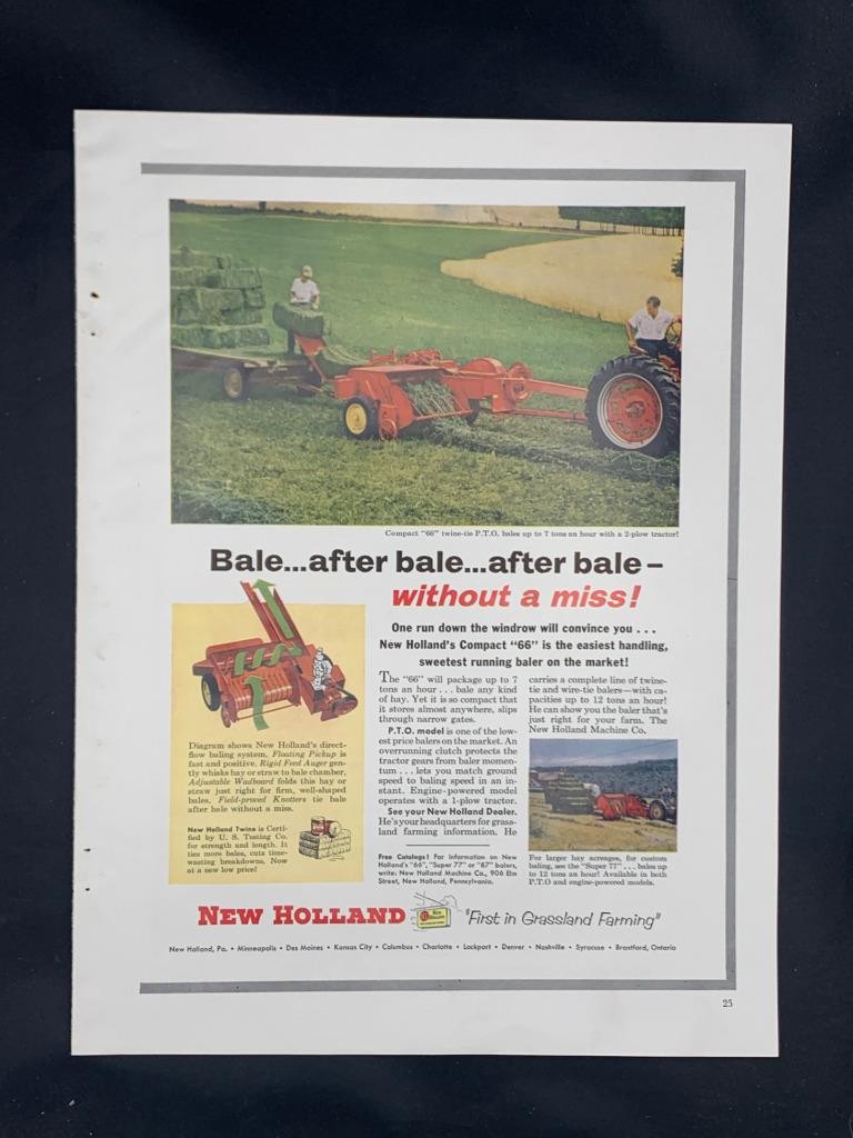 Magazine Ad* – 1955 – New Holland ’66’ Baler – New Holland, PA