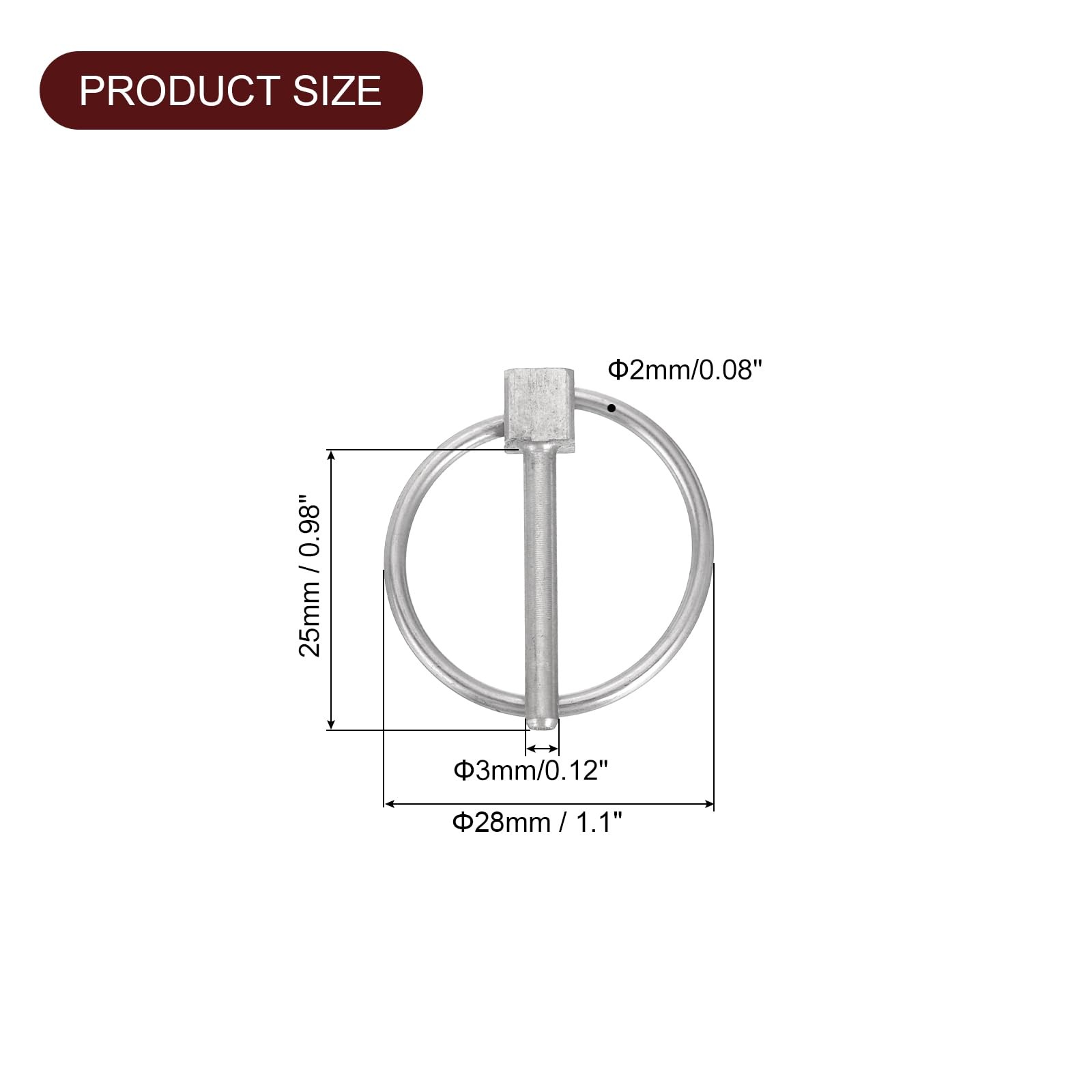 uxcell 4Pcs 1/8″ x 1″ Linch Pin with Ring, Stainless Steel Round 1/8 x 1