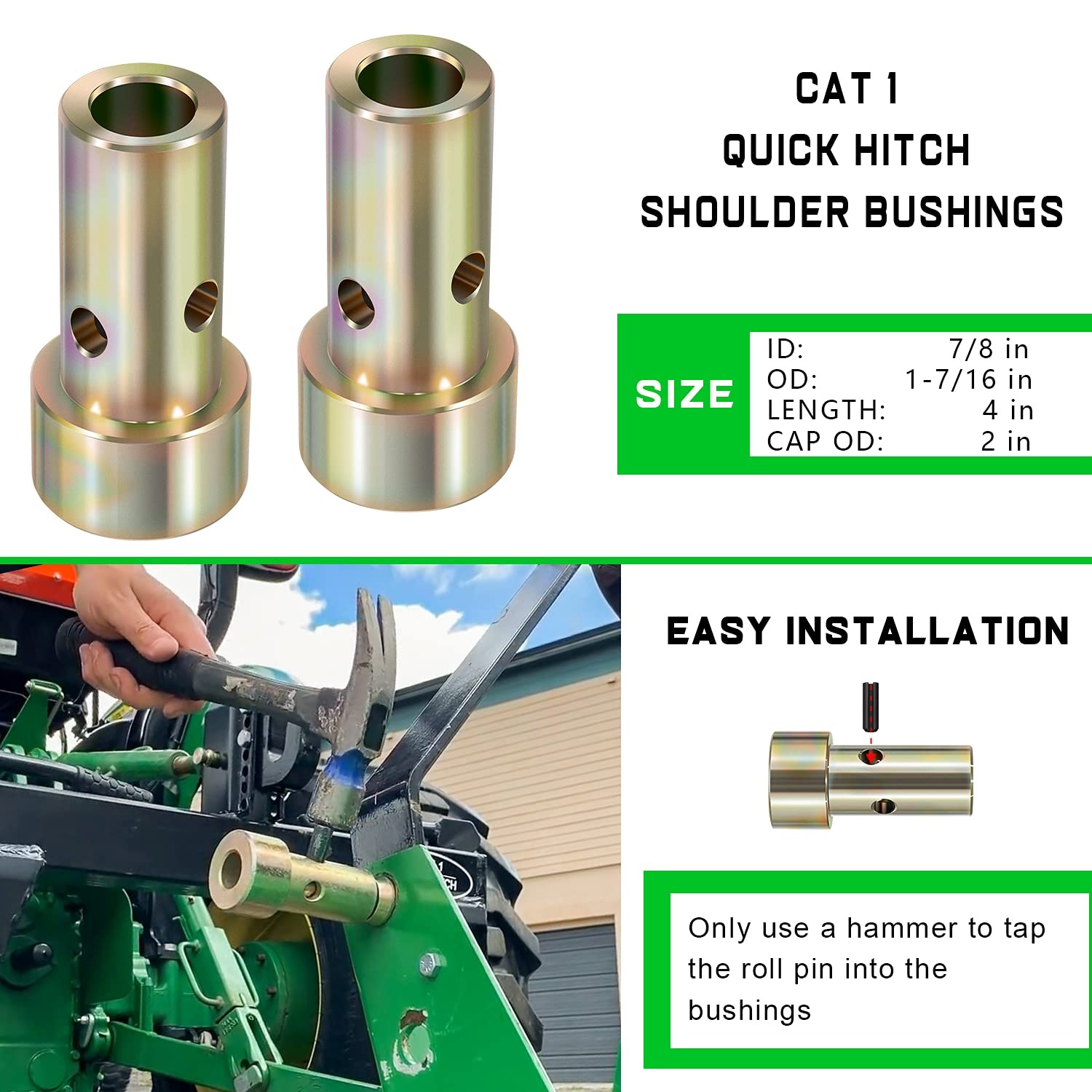 4 Pairs of Cat 1 Quick Hitch Adapter Bushings Set for Category I 3-Point Trac…