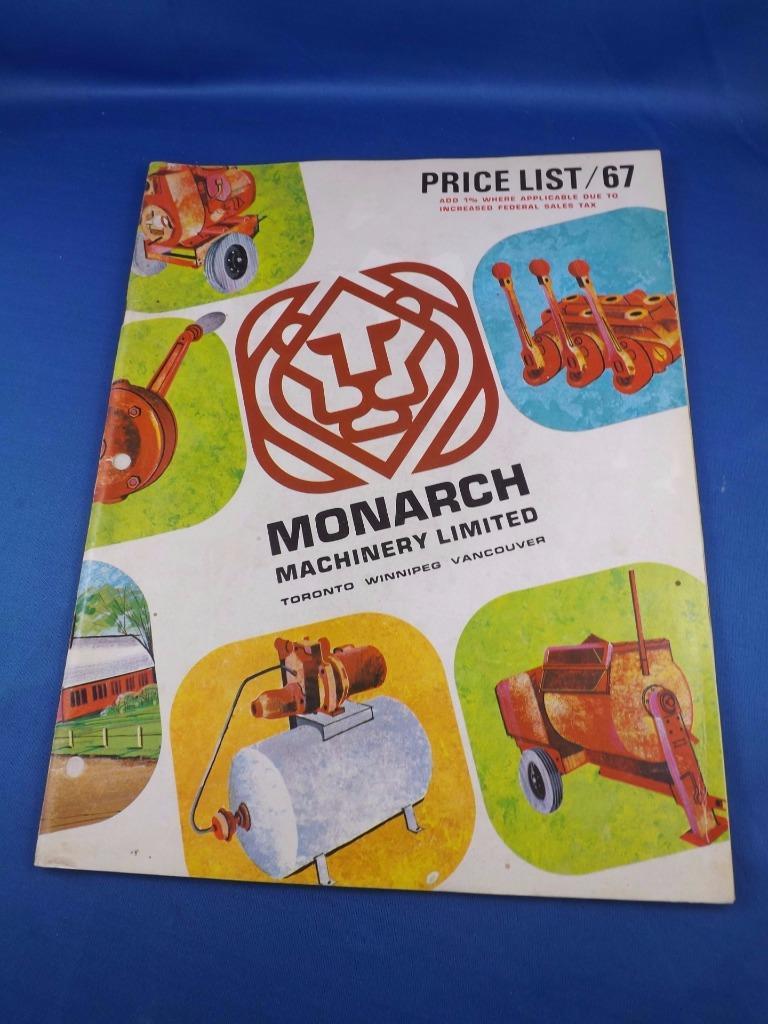 MONARCH MACHINERY LIMITED PRICE LIST CATALOG 1967 PUMPS GRINDERS MOTORS FARM