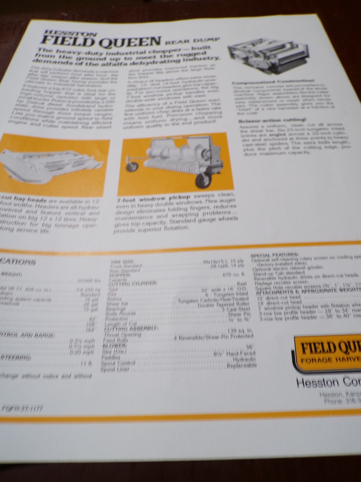 Hesston Field Queen Self-Propelled Forage Harvester Sales Brochures 1977, 2 item