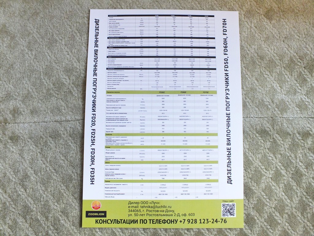 ZOOMLION FD 20 -70 Forklift Loader Brochure Leaflet 2025