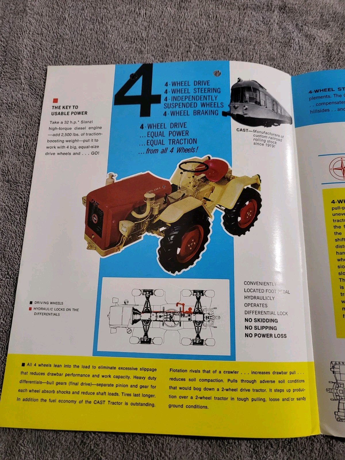 Vintage 1960’s CAST 430L RECO 4WD TRACTOR BROCHURE Slanzi Diesel Engine L-Z Co.